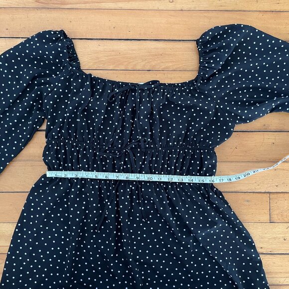 ASOS Curve  Long Sleeve Black and White Polka Dot Mini Dress, Size 14 - Picture 11 of 15